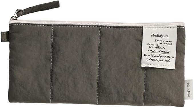 Monolike Archive247 Cushion Pencil Case, 06. Gray - Pencil Pouch, Portable Pencil Bag, Pencil Case, Office Pouch case, Cushion, Soft, Vintage
