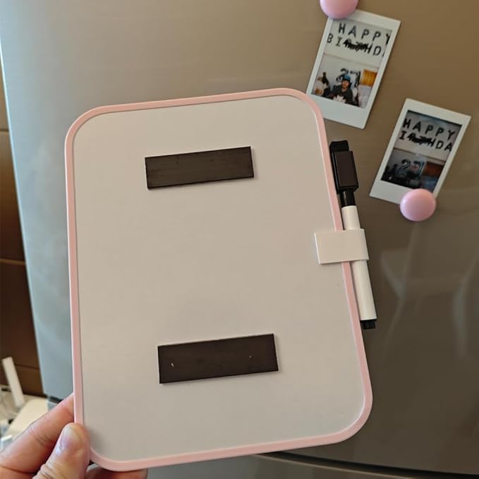 6" X 8"Small White Board，White Boards for Students，Small Whiteboard for Door Frame，Dry Erase Boards for Kids，Message Board with Magnetic Dry Erase Marker and 2 Magnets（Pink）