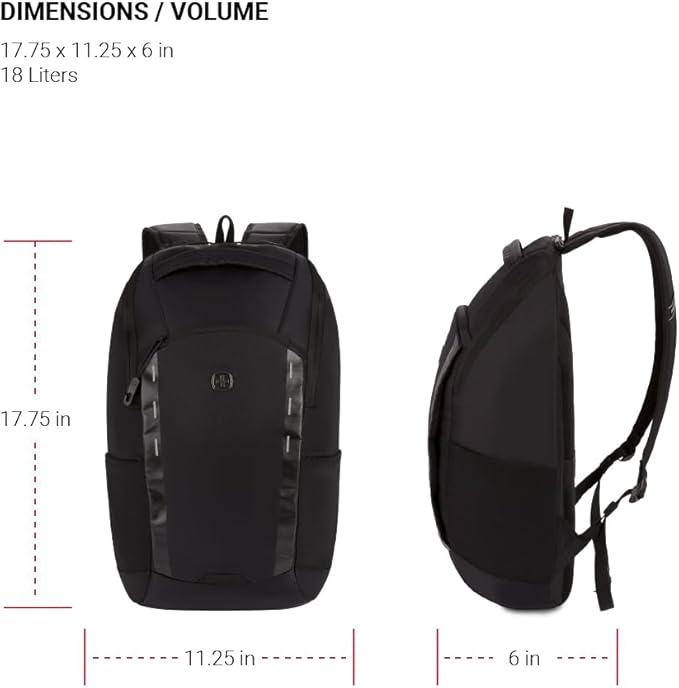 SwissGear 8117 Laptop Backpack, Black, 17.75 In (Fits Laptops up to 15")