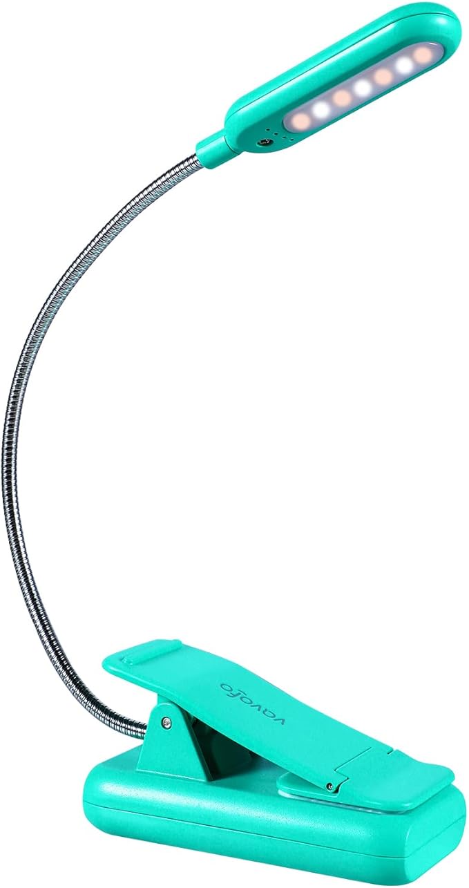 VAVOFO Rechargeable Book Light, Blue Light Blocking, Amber 1600K Clip On Reading Light, Eye Care 7 LEDs Kids Book Light for Reading in Bed with Power Indicator for Bookworms (Emerald Green)