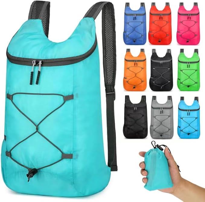 levayhill 16L Lightweight Foldable Hiking-Backpack Small Packable-Daypack For Travel,Ultralight Water-Resistant Gym Bag Men Women Easy Carry-on (Lake Blue)