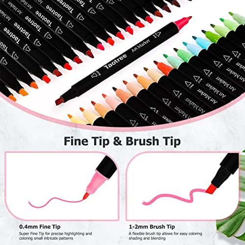 Taotree Alcohol Markers, 101 Colors Dual Tips Art Markers, Chisel & Fine