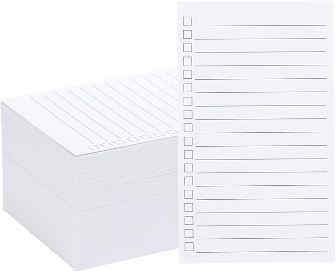 Vertical Ruled Index Cards 3x5 with Check Boxes,Double Sided Ruled Note Card for To Do Checklists, Heavy Weight Flash Cards for Studying,School, Home and Office - White,200 Pack