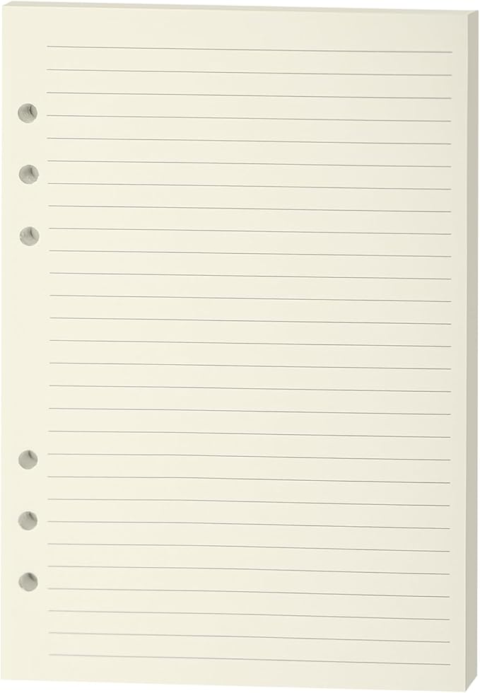 A5 Ruled Filler Paper, 6-Hole Punched, 100GSM Loose-Leaf Paper and Planner Inserts for Planners, Meeting Notes, and Bullet Journals,80 Sheets/160 Pages