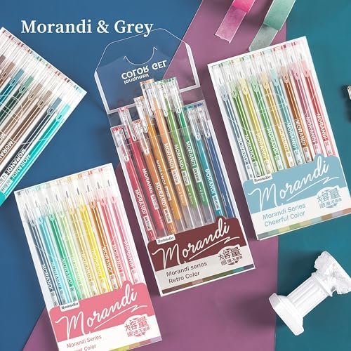 9 Colored Gel Pens Set, 0.6mm Fine Point for Black Paper & White Paper, Pens for Journaling, Adult Coloring Books, Bible, Drawing, Note Taking, Art & Journaling Supplies(Morandi-Retro Color)