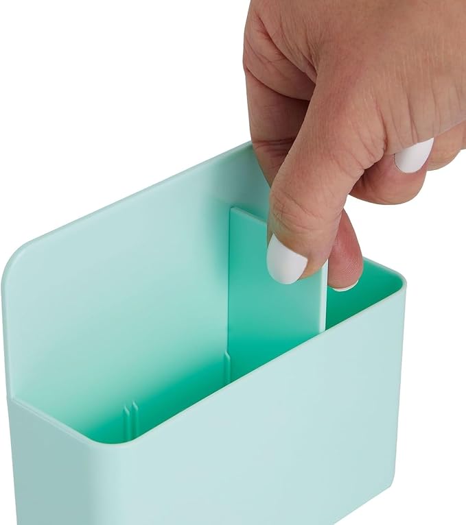 Okuna Outpost Locker Accessories Magnetic Dry Erase Marker & Pencil Holder - 5 x 5 x 2 in, Pastel Mint, 2-Pack - Magnetic Locker Organizer for Whiteboards, Refrigerators & Office Decor