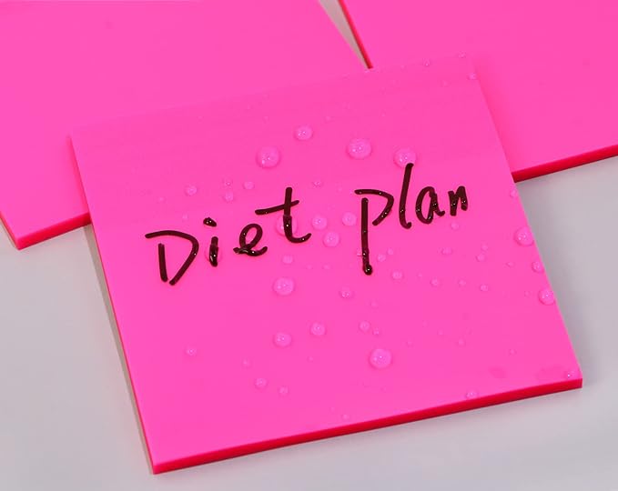 ONLYKXY 4 Pack Transparent Sticky Notes 7.6x7.6CM Self-Stick Book Tabs 200 Sheets Waterproof PET Markers Sticky Notes Pad (Pink)