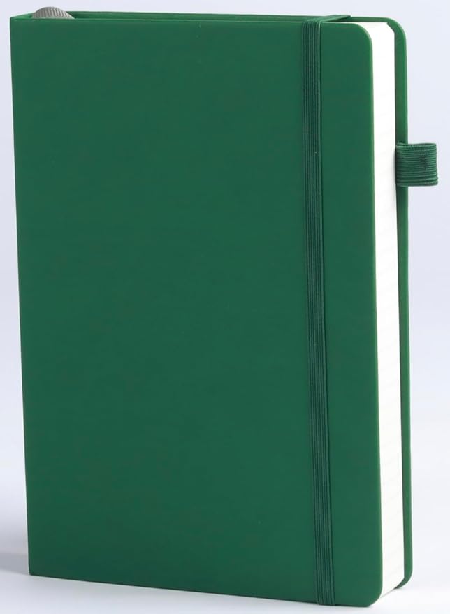 Thick Bullet Notebook with 366 Numbered Pages, A5 Dotted Journal for Writing with 100GSM Dot Grid Paper, Hardcover Leather Notebooks for Women Men School Note Taking Office Work Diary, 5.7"x8.3",Green