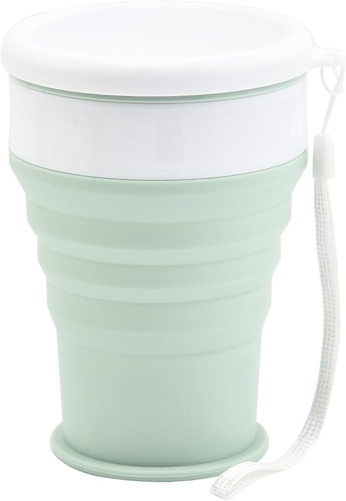Collapsible Coffee Cup, 11.2 OZ Silicone Folding Camping Cup, Silicone Water-proof camping water bottle,Leak Proof BPA Free Portable Cup, Travel mug with Lids for hiking