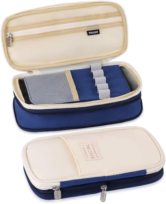 iSuperb Foldable Pencil Case Zipper Big Capacity Aesthetic Canvas Pencil Pouch Compartments Stationery Organizers Pen Bag for Kids Girls Boys Teen Child Student School Supplies Makeup Bags