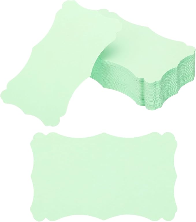 PATIKIL 3"x5" Blank Paper Business Cards, 120 Pack Small Index Flash Cards Words Message Note Card Mini Paper Tags Lace for DIY Gift, Light Green