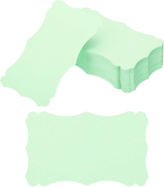 PATIKIL 3"x5" Blank Paper Business Cards, 120 Pack Small Index Flash Cards Words Message Note Card Mini Paper Tags Lace for DIY Gift, Light Green