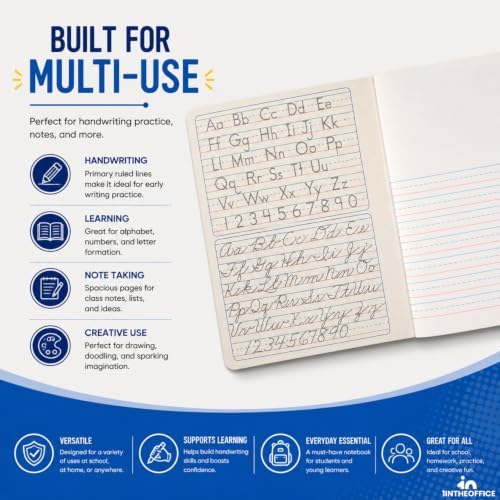 1InTheOffice Primary Composition Notebook, 7 1/2" x 9 3/4", Unruled/Primary Ruled, 100 Sheets