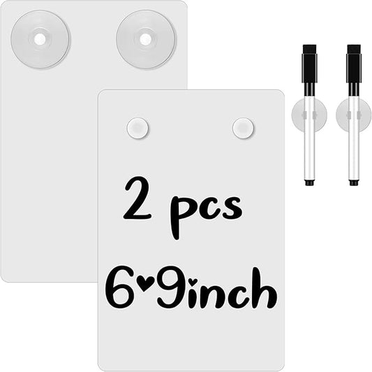Yexiya 2 Pieces Shower Notepad Waterproof Shower Whiteboard with Suction Cup Dry Erase Board for Shower Shower Writing Pad Board on The Bathroom Wall with Pen for Adults Home Office (6 x 9 Inch)