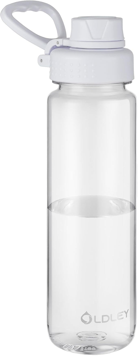 OLDLEY 32 oz Water Bottle, Sports Tritan Water Bottle with Carry Handle and Spout Lid, Leakproof & BPA Free Large Water Bottles for Home,Travel, School, Outdoors, Gym, Transparent