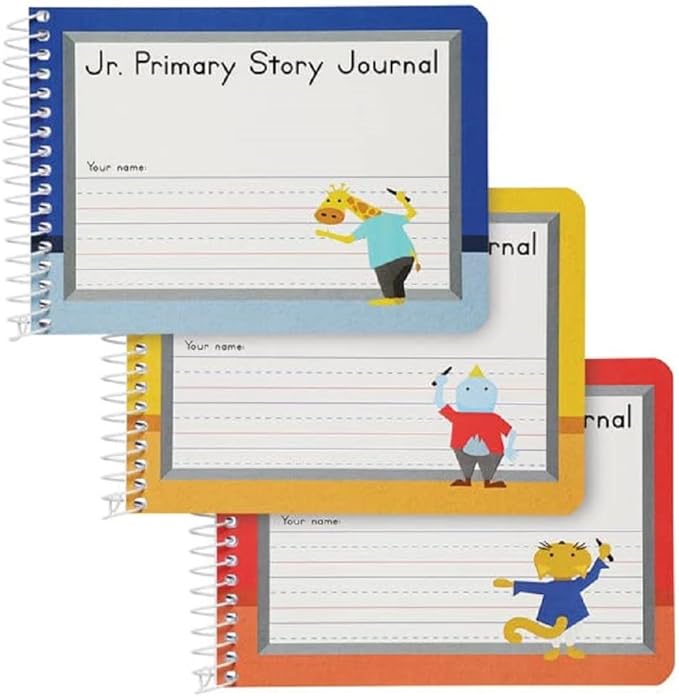 Oxford Jr. Primary Composition Spiral Notebooks,School Supplies,Notebooks for School,4-7/8 x 7-1/2 Inches,Kids Journal,Pre-K,Grades K-2,100 Sheets/200 Pages,Red,Yellow,Blue (63885),(Pack of 12)