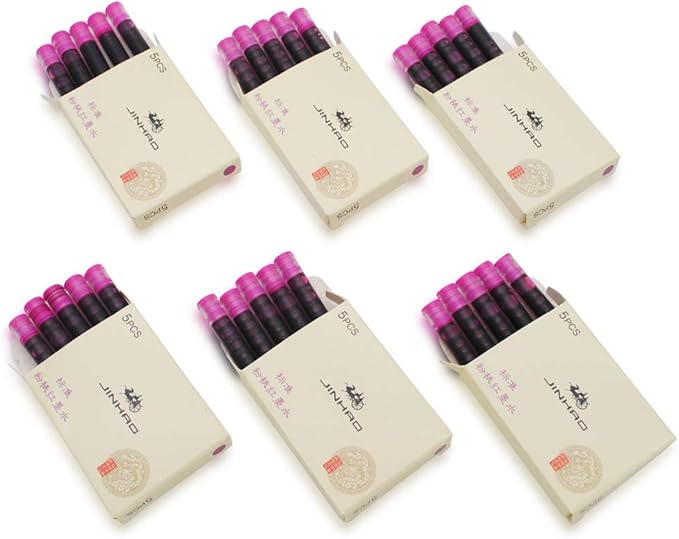 30pcs JINHAO Ink Cartridges Fountain Pen Refills for JINHAO and Baoer Pen Standard Size (Pink)