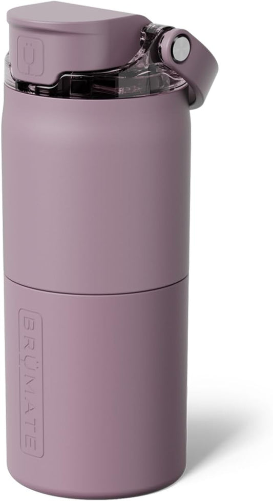 BrüMate Rise 18oz Water Bottle with Covered Silicone Straw | 100% Leakproof Insulated Kids Water Bottle | Cup Holder Friendly Base | 18oz (Lilac Dusk)