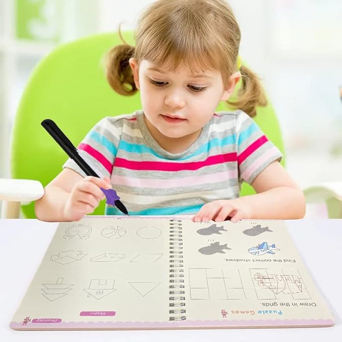 Magic Grooved Writing Books for Kids, Handwriting Practice for Ages 5–7, Tracing Books for Kids Ages 3–5, Preschool & Kindergarten Workbook with Letters, Numbers, Math & Drawing