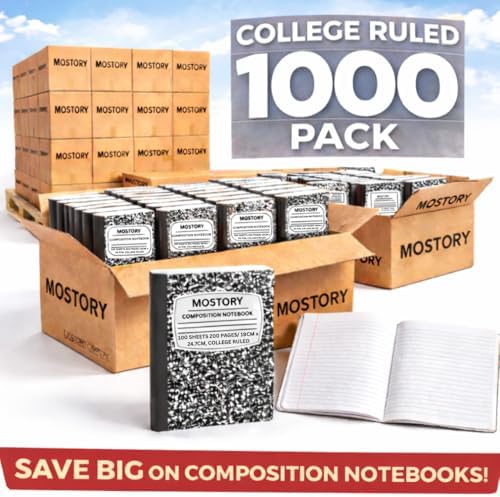 MOSTORY 1000 Pack Bulk Composition Notebook - College Ruled 200 Pages(100 Sheets), Size 7.5" x 9.75", Bulk School Supplies, Office, Bulk Notebooks for School, Writing Journal Notebook with Lined Paper