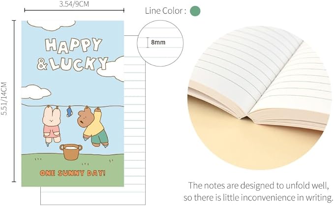 Monolike Happy and Lucky Littles Paperback Line Notebook - 03. Laundry_Design note, Mini note, Simple note, Notebook, 192 Pages, 4.13x6.69