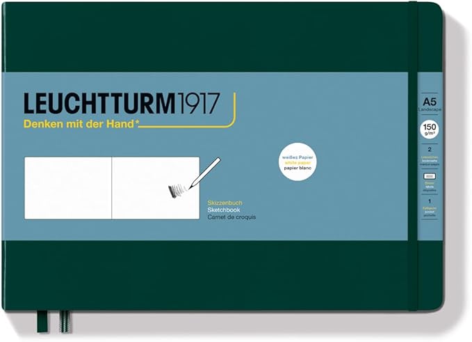 Leuchtturm1917 - Medium Landscape Hardcover Sketchbook (Forest Green) - 112 Pages of 150g/m² Paper