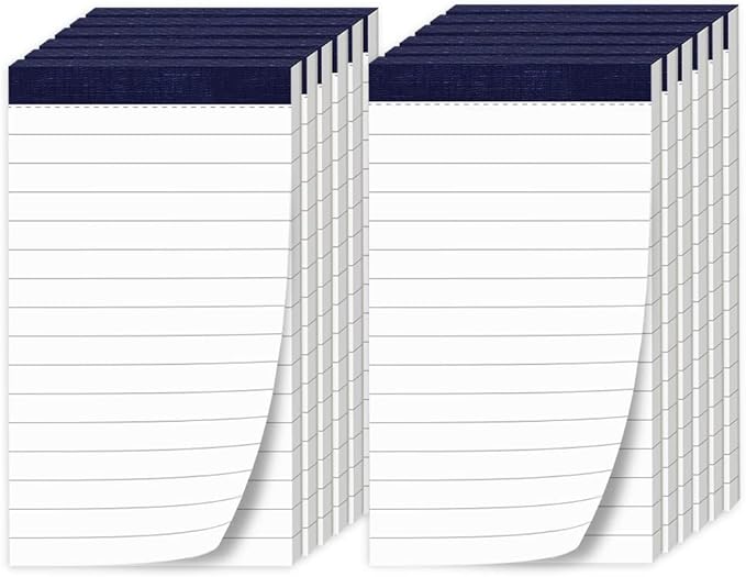 12 Pack Note Pads 3x5 Inch Small Lined Writing Memo Pads Refills Easy Tear Off no Rip Writing Pads with 50 Sheets Each Pad Narrow Ruled Mini Pocket Notepad for Daily Planning and Organization of Work