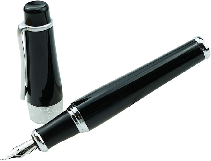 Asvine Charlie Chaplin Commemorative Black Fude Pen, Chinese Calligraphy Bent Nib Black Fountain Pen Fine to Broad by Duke