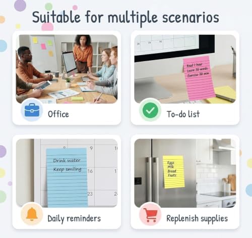 Lined Sticky Notes 4x6 in,500 Sheets 2X Sticking Powerx for Home,School