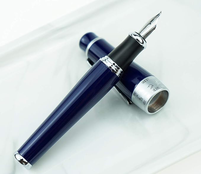 Asvine Duke Charlie Chaplin Commemoration Bent Nib Fountain Pen Dark Blue Color, Calligraphy Collection Fude Pen 0.5-1.2mm line