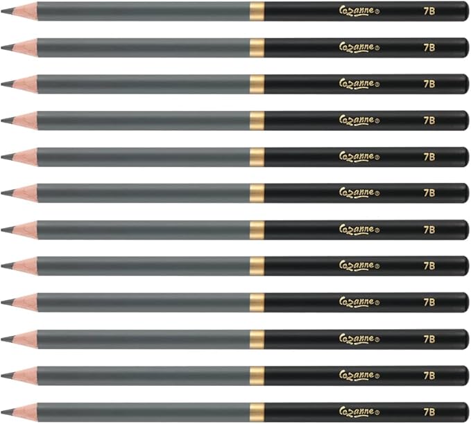 Cezanne Graphite Drawing Pencils Set - 7B, Set of 12 Break-Resistant Graphite Lead, Easy-to-Sharpen Sketch Pencils, Master Artist Quality Graphite Pencils for Technical and Artistic Drawing