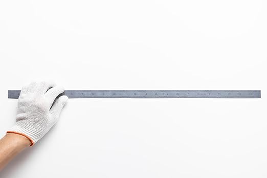 PEC Tools Flexible 24-Inch Machinist's Rule, High-Carbon Steel, Markings of 1/10", 1/100", 0.5mm, 1mm, Suitable for CNC Operators and Engineers, Decimal Inch and Metric Systems, Made in USA