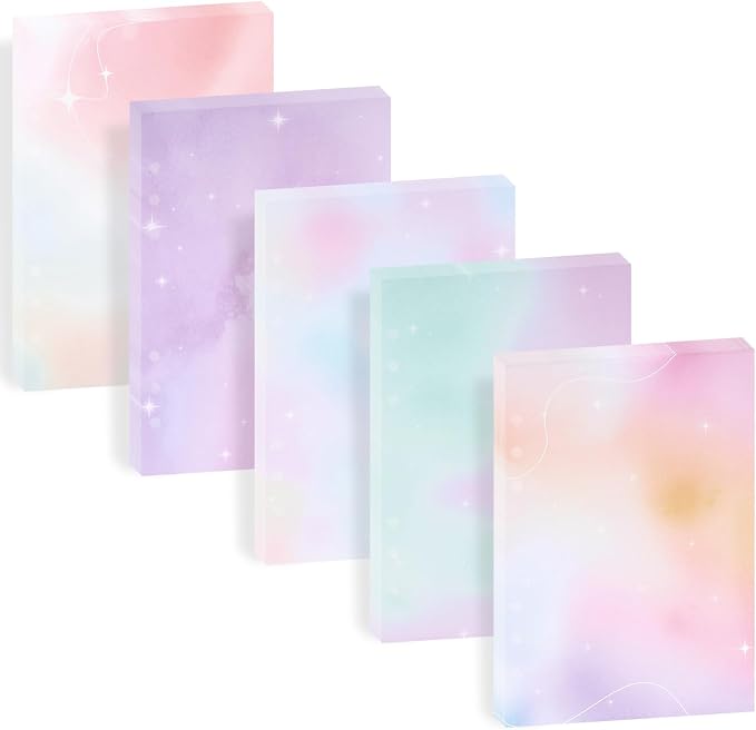 100 Sheets Gradient A5 Refill Papers for Planner Insert Binder, 120GSM Thick Blank Loose Leaf Paper, Watercolor 6 Hole Journal Fillers for A5 6 Ring Binder Notebook Diary Organizer Budget
