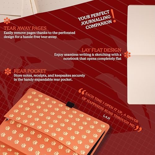 Dingbats* Wildlife Dotted Writing Journal Notebook A5 - Vegan Leather Softcover - Ideal for Work, Travel - Pocket, Elastic Closure, & Bookmark