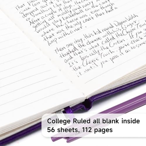 feela 3 Pack Pocket Notebook Journals, Mini Cute Small Journal Notebook Bulk Hardcover College Ruled Notepad with Pen Holder for Office School Supplies, with 3 Black Pens, 3.5”x 5.5”, A6, Purple