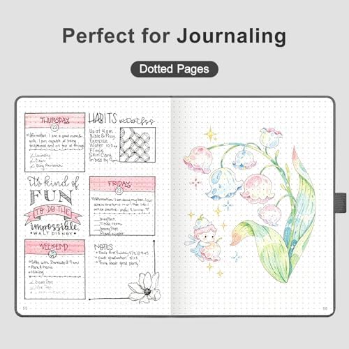 AHGXG Dotted Journal Notebook, 160 Numbered Pages, A5 Size (5.7'' x 8.3'')