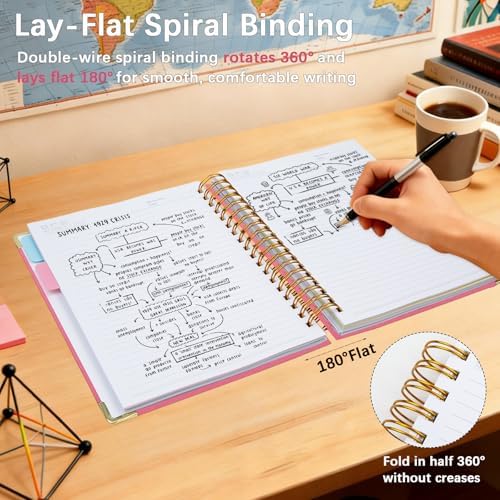 Hardcover Spiral Notebook with Tabs & Dividers, 8"x10" 5 Subject
