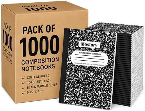 MOSTORY 1000 Pack Bulk Composition Notebook - College Ruled 200 Pages(100 Sheets), Size 7.5" x 9.75", Bulk School Supplies, Office, Bulk Notebooks for School, Writing Journal Notebook with Lined Paper
