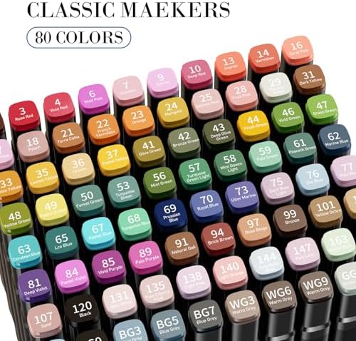 WELLOKB Alcohol Markers, 60 Colors Dual Brush Tip Permanent Art Markers for Drawing,for Adult Coloring, Alcohol, Based Ink Ideal for Book Painting and Card Making