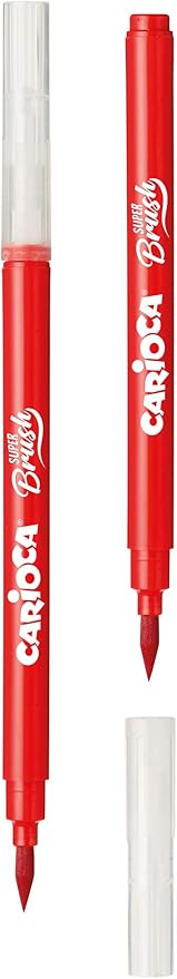 CARIOCA Brush Washable Markers – 20 Assorted Colors, Flexible Brush Tip for Calligraphy, Lettering & School Supplies, Long-Lasting, Non-Toxic Ink, Art & School Supplies, Made in Italy