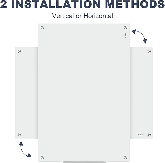 Glass Magnetic Dry Erase Whiteboard - TANKEE 36" x 24" Tempered Glass White Board, Large Modern Dry Erase Board for Wall, Office, Home, Shop Decoration, 3' x 2'