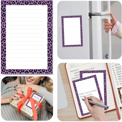 2 Pack Lined Sticky Notes 4x6 in, Cute Self-Stick Notepads with Lines, Large Memo Pads Strong Adhesive for Office, Home Purple Cute Leopard