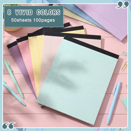 Fuutreo 8 Pcs Legal Pads 8.5 x 11 Colored Note Pads, Childlike Color