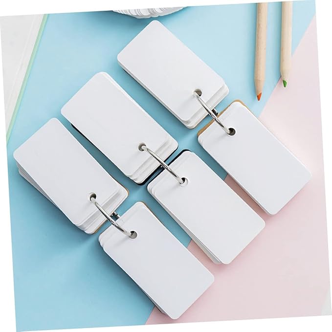 DOITOOL 8pcs Flash Cards Blank Memory Cards Binder Ring for Study Travel Office