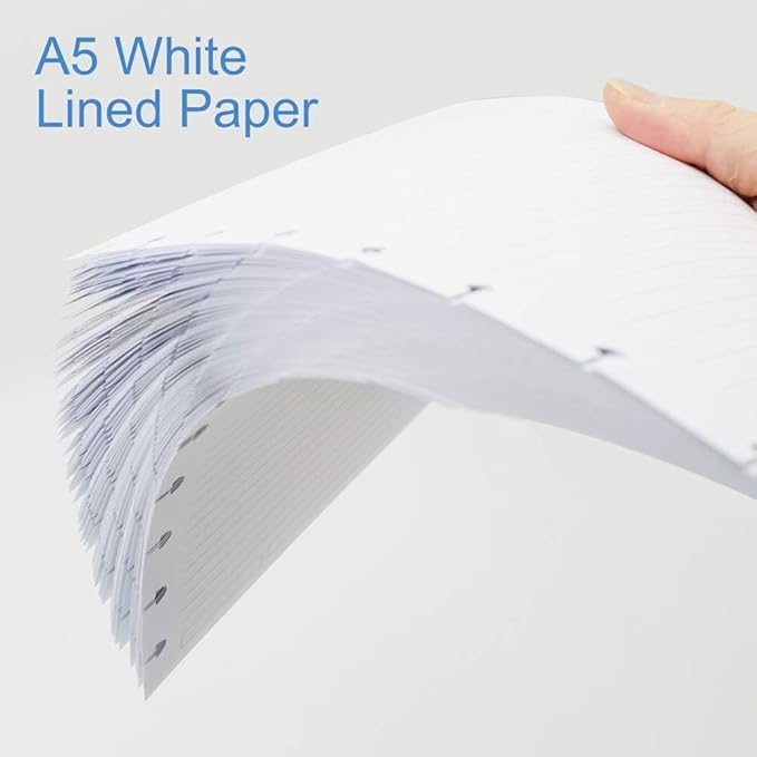 Junior Size Discbound Refill Paper - 8 Discs Discbound Paper, Lined Arc Paper Refill, 100gsm, Disc Paper Refill, White Paper, 500 Sheets/1000 Pages, 5.8 X 8.25 in