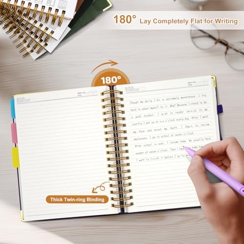 Hardcover Spiral Notebook Journal with Removable Dividers Tabs