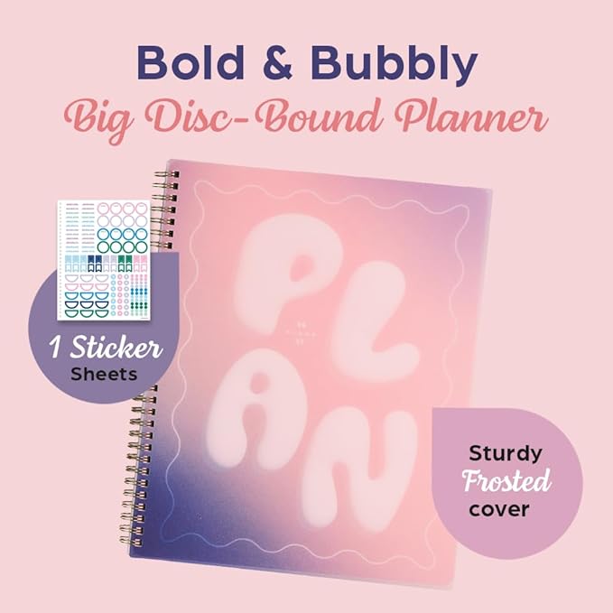 Organized by Happy Planner Twin-Loop Dated 12-Month July 2026–June 2027 Academic Planner, Big Size, 8.5" x 11", Academic Layout, Bold and Bubbly