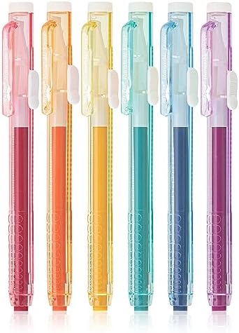 Mr. Pen- Retractable Mechanical Eraser Pens, 6 Pack, Vintage Colors | Latex-Free Precision Pencil Erasers for Artists, Students, Drawing, Sketching & Drafting