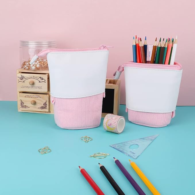 Oyachic Stand up Pencil Case Standing Pencil Holder Transformer Pencil Pouch Telescopic Pen Bag Cute Makeup Bag Cosmetic Organizer Bag Box for Women