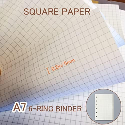 DY.2ten A7 Binder Notebook Refills - 270 Pages Graph Paper + 2 Zipper Binder Pockets + 5 Dividers + Ruler